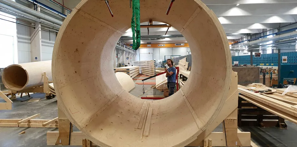 Modvion's wooden wind turbine towers.