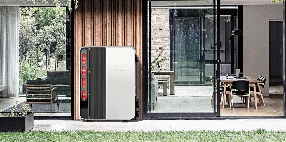 Lavo's 40kWh domestic energy storage system, which has to be plugged into both the water mains and a power source.