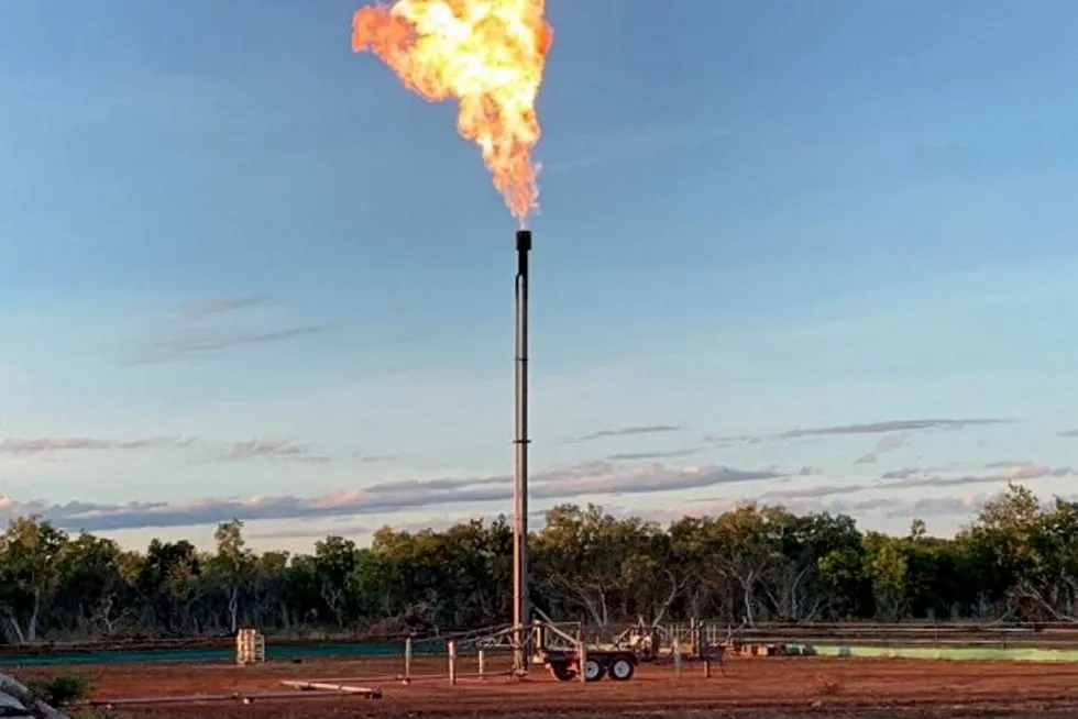 Flow testing on Empire Energy's Carpentaria-1 well in the Beetaloo basin onshore Australia.