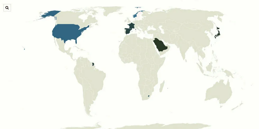 Map of the land-based salmon farmers announced since May 2019.