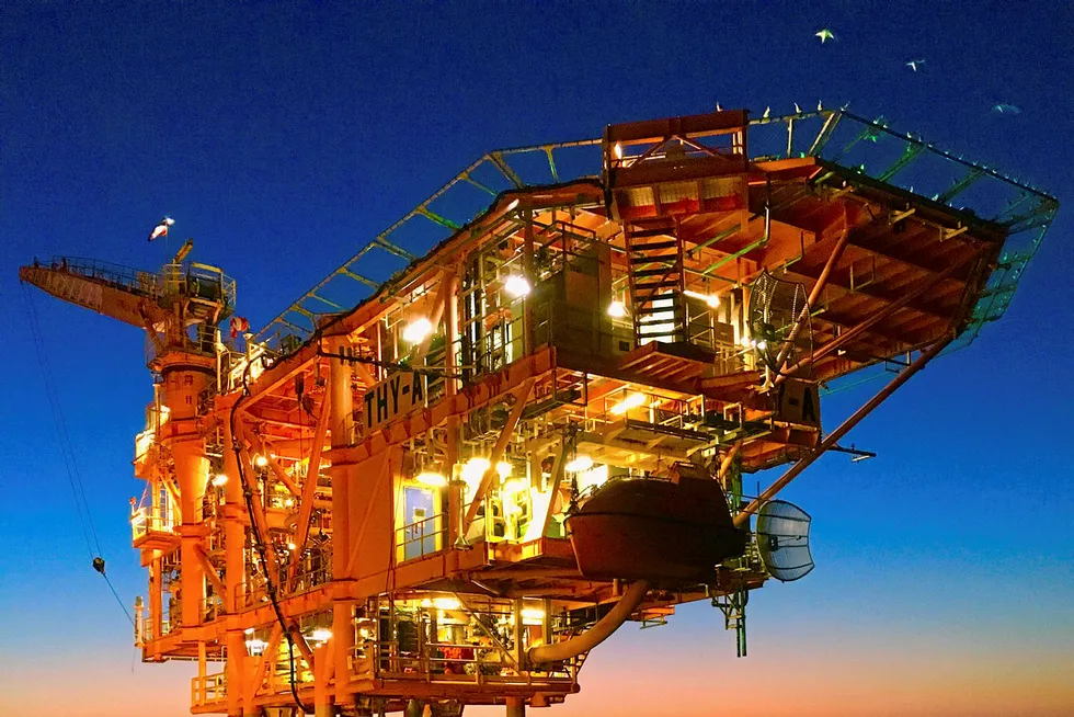 Tie-in: the Thylacine platform south of Victoria, Australia, part of the Otway Gas project