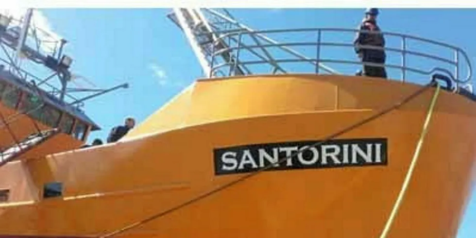 Newsan's new shrimp fishing vessel, the Santorini.