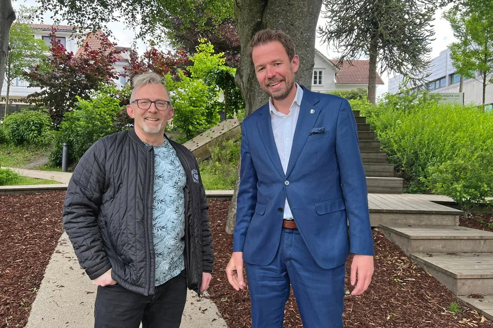 Deep Wind Offshore's CEO Knut Vassbotn (R) and tenders manager Kjetil Jacobsen (L)