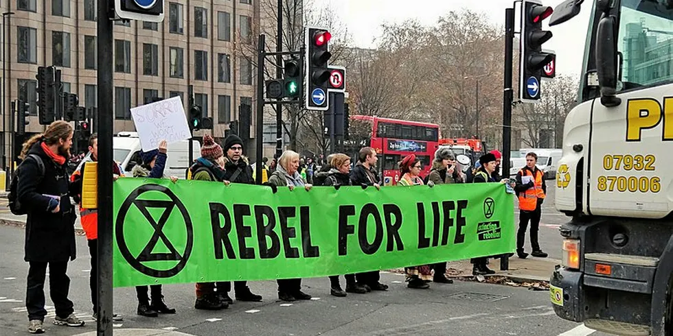 Extinction Rebellion protest at Tower Hill.