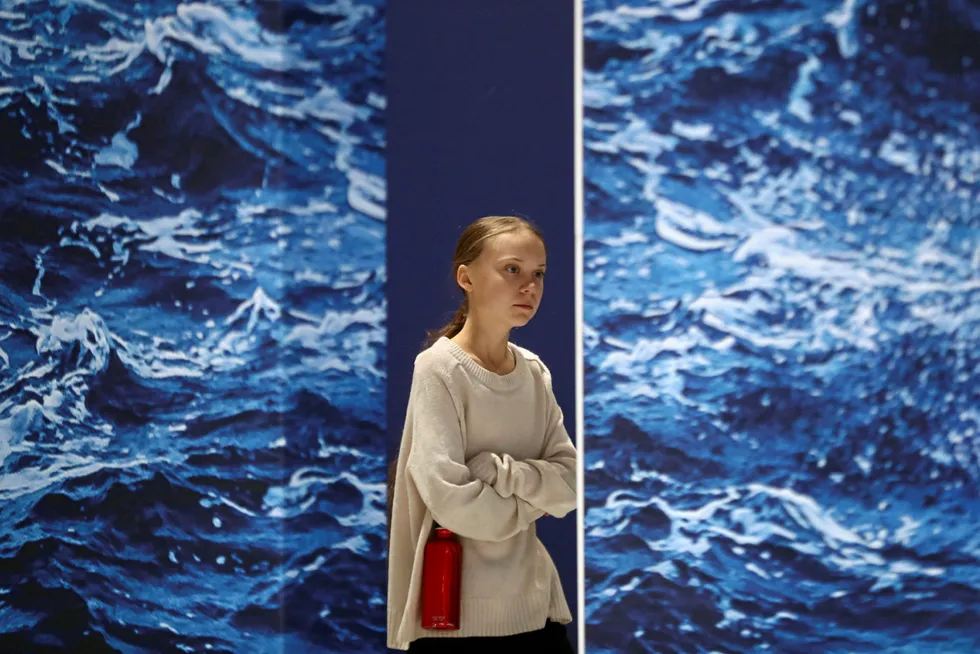Letter of warning: climate change activist Greta Thunberg in Madrid, Spain