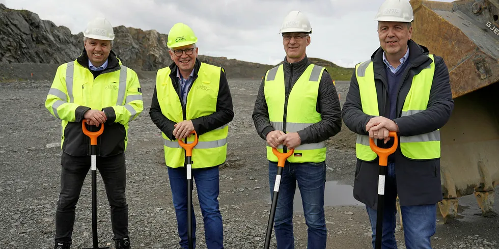 Salmon Evolution team break ground for land-based salmon facility.