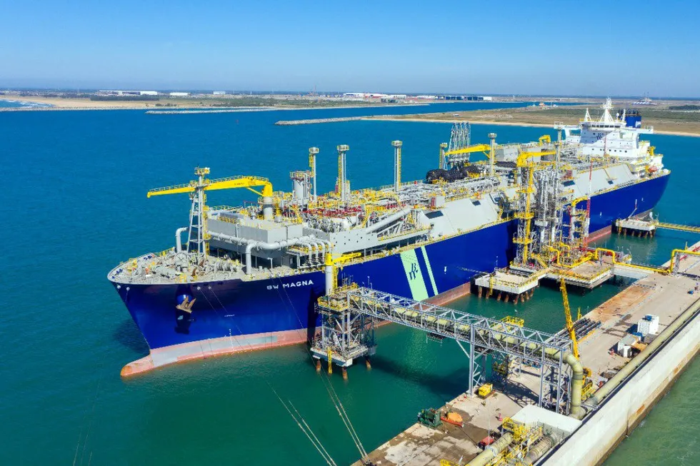 The BW Magna floating storage and regasification unit at Acu Port in Brazil.