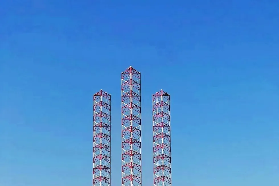 Freed: A COSL-chartered jack-up rig leaves the yard.
