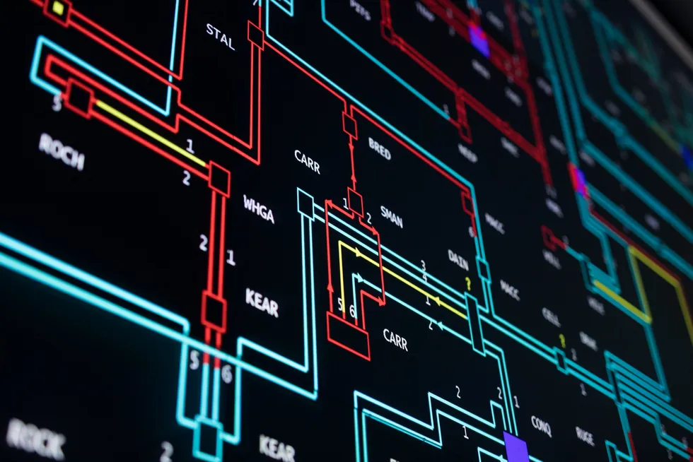 A transmission network control centre at the offices of National Grid in the UK.