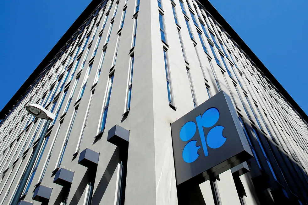 Oil Opec: Opec logo is seen outside of headquarters in Vienna