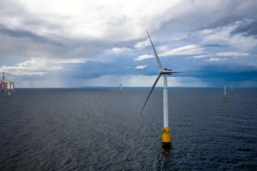 Cleaner: Early illustration of the first Hywind Tampen floating wind turbine, now serving Norway’s Gullfaks platform.