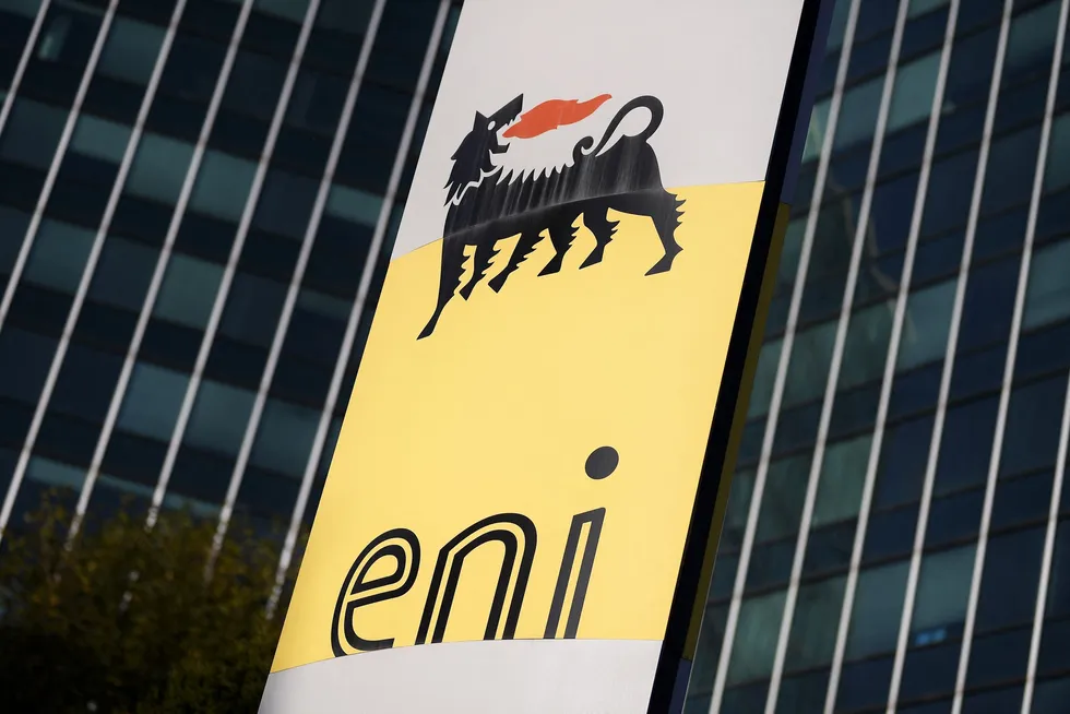 The headquarters of the Italian oil and gas company Eni in San Donato Milanese, near Milan.