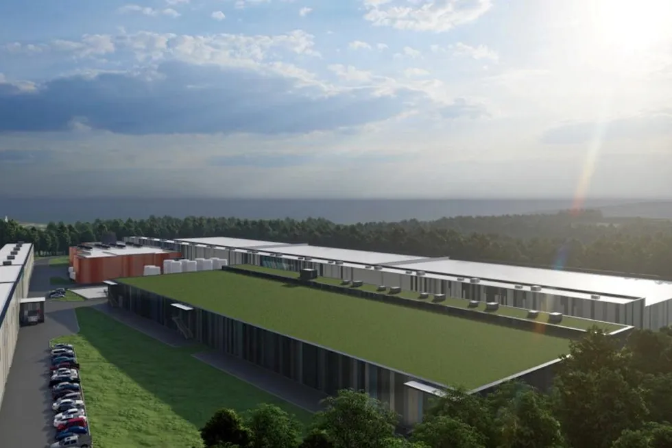 A rendering of Nordic Aquafarms' proposed RAS site in Maine.