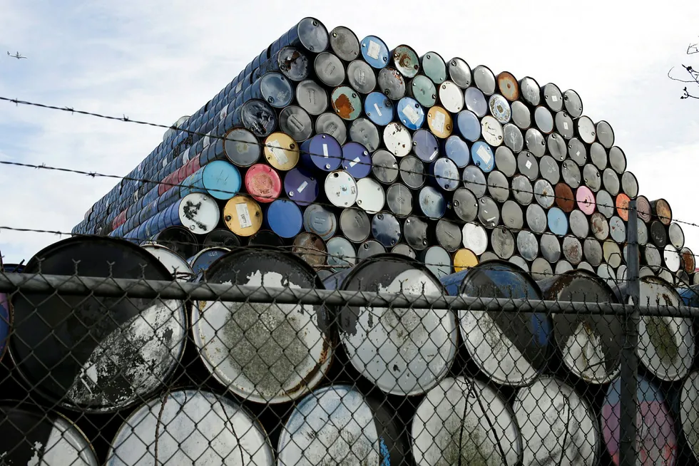 Stacking up: an unexpected rise in US oil inventories saw prices fall in early trade on Wednesday