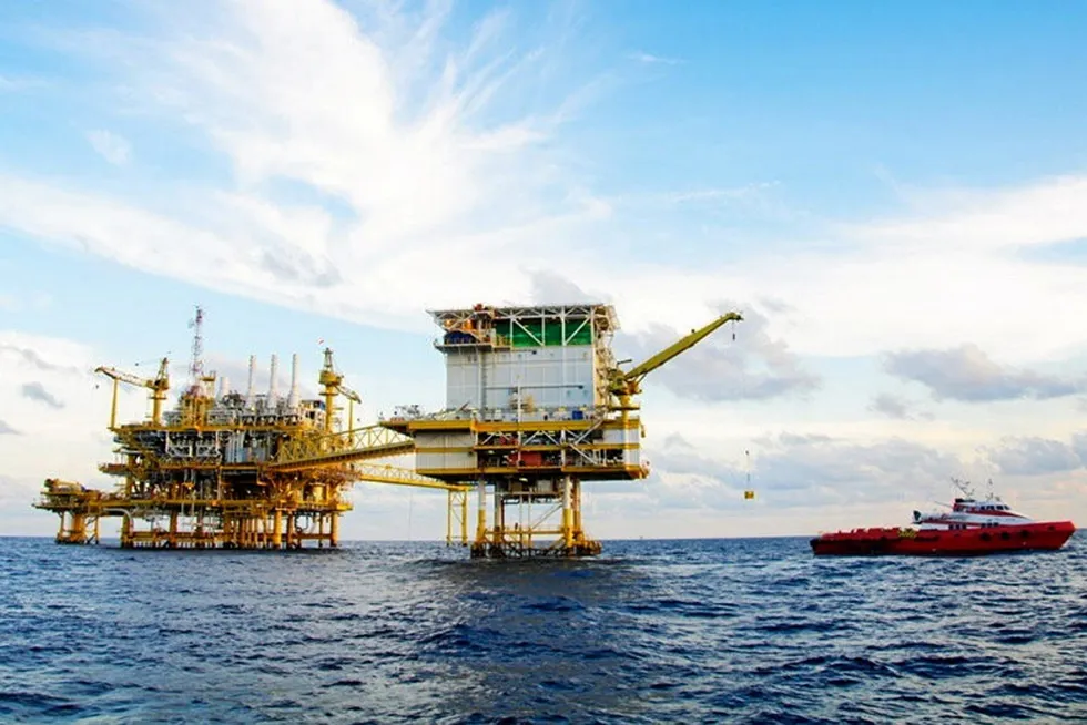 Field development: A Saudi facility in the Persian Gulf.