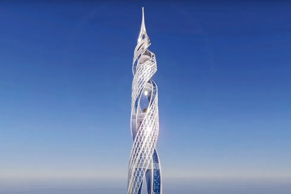 Sharp turns: an illustration of the top part of proposed third office skyscraper Lakhta 3 for Russian gas monopoly Gazprom in St Petersburg
