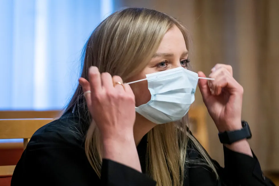 Masking up: Norway's Petroleum & Energy Minister, Tina Bru, has Covid-19.