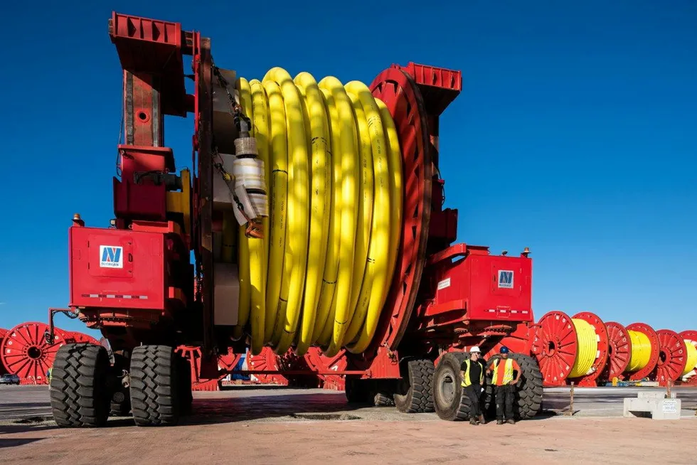 New contract: flexible lines stored in pipe reels at an NOV Flexibles plant in Brazil