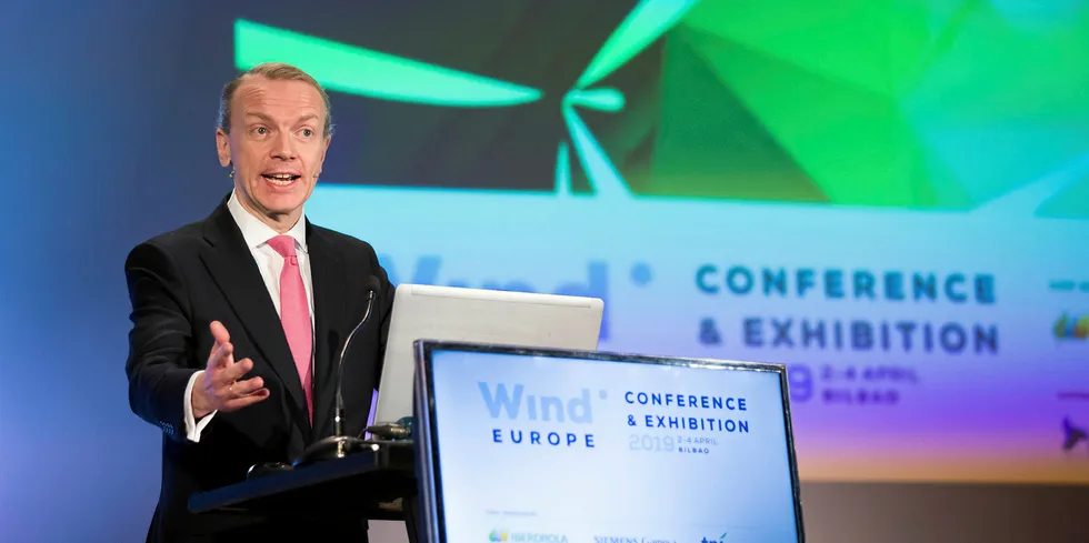 WindEurope CEO Giles Dickson speaking in Bilbao, Spain