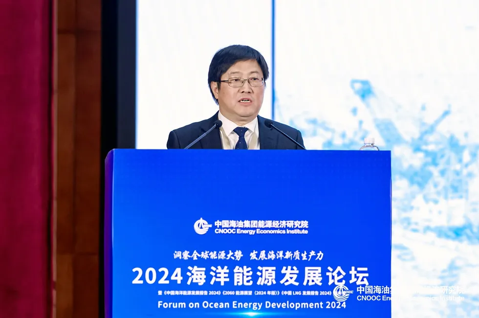 Wang Zhen, president of CNOOC Energy Economics Research Institute, at the launch of the China Offshore Energy Report.