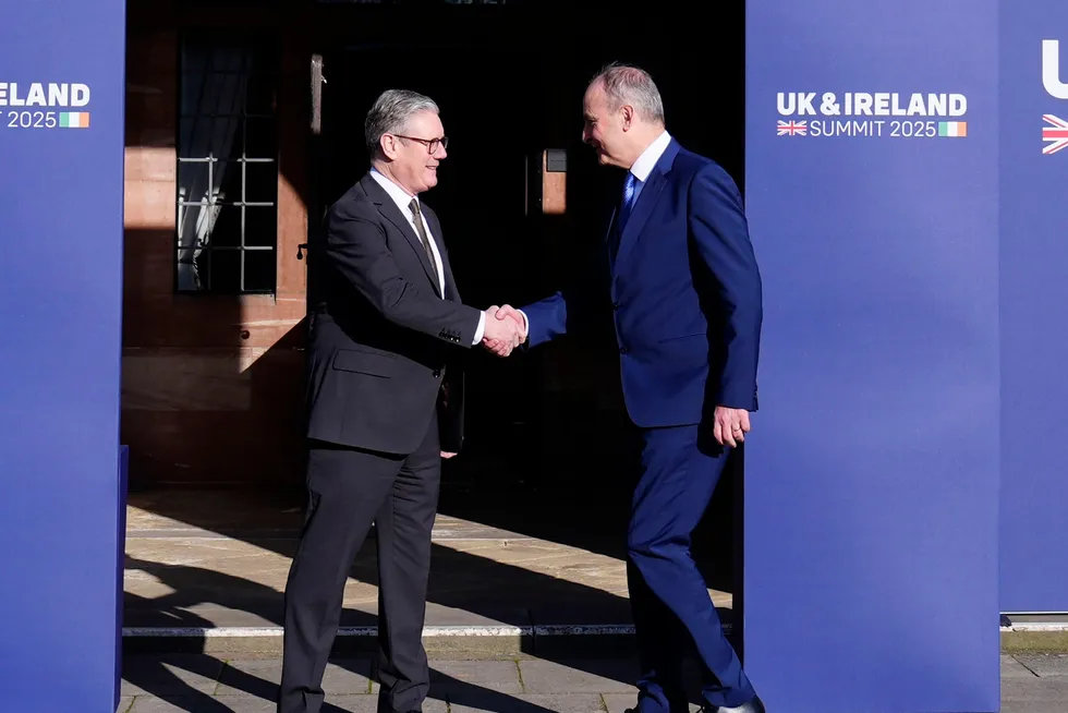 Prime Minister Sir Keir Starmer (left) welcomes Taoiseach Micheal Martin to the UK-Ireland Summit 2025.