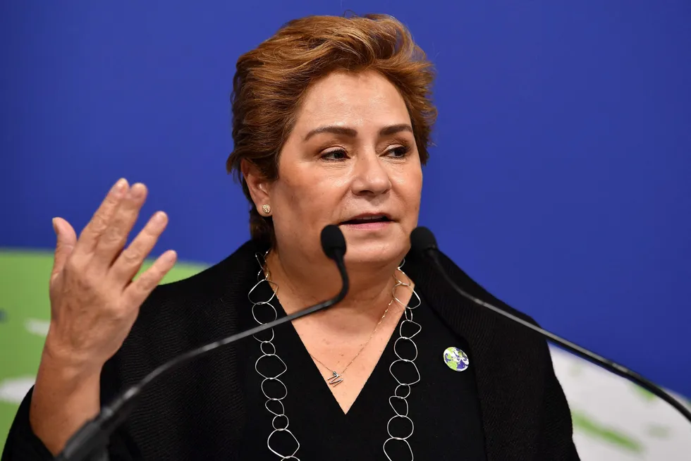 Address: UNFCCC executive secretary Patricia Espinosa speaks at a press conference at the close of COP26 in Glasgow on 13 November