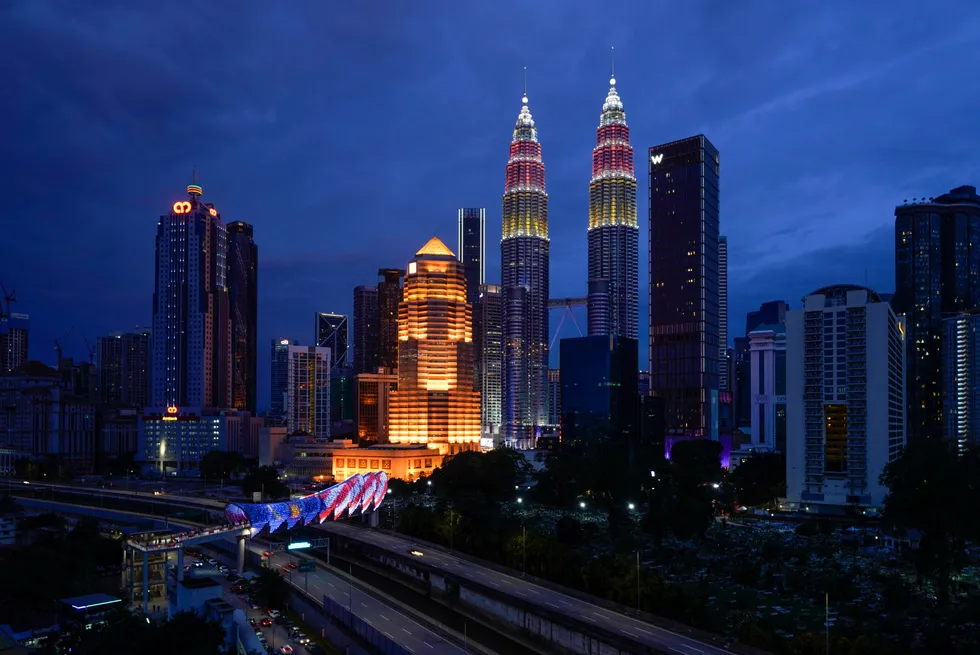 A night time view of Malaysia's capital city, Kuala Lumpur.