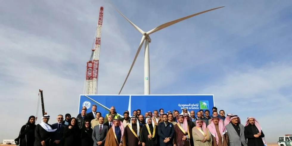VIPs at the commissioning of Saudi Arabia's first turbine by Saudi Aramco and GE