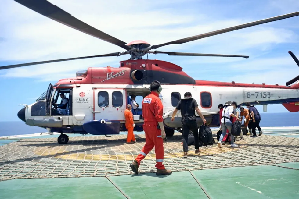 CNOOC Ltd airlifts crew ahead of Typhoon Saola attack last year.