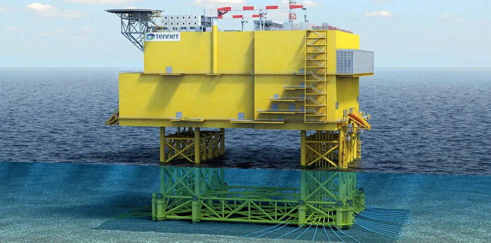 Artistic rendering of TenneT's new 2GW offshore wind platform