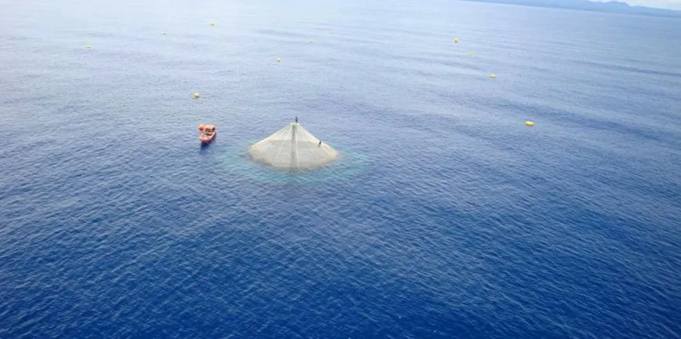 Blue Water Fisheries, which has proposed an offshore fish farm off of New England federal waters is working with Innovasea on the plan. Picutred above: an Innovasea seastation in Panama.
