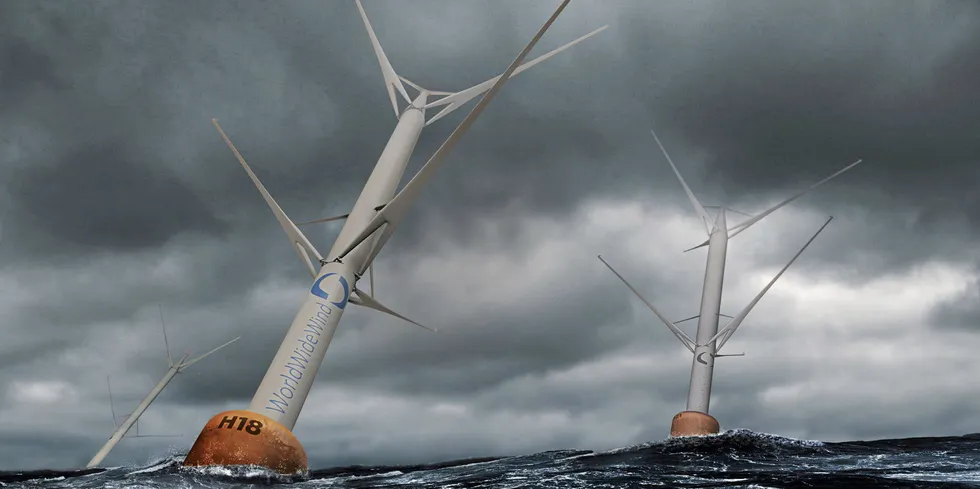 CGI of World Wide Wind's CRVT floating wind concept