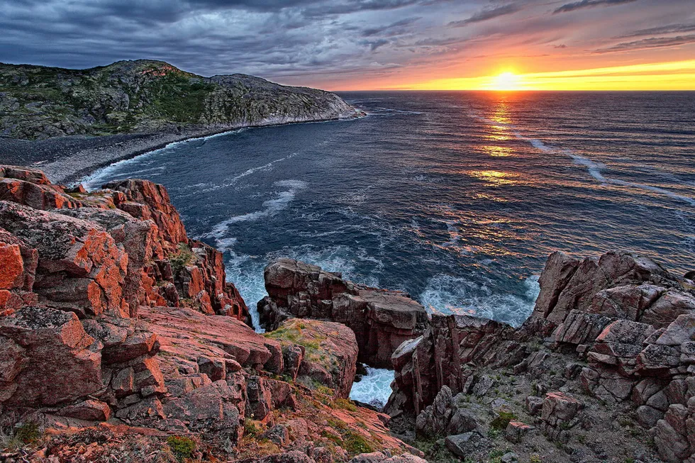 Looming light: a Barents sea shore in the Murmansk region in Russia