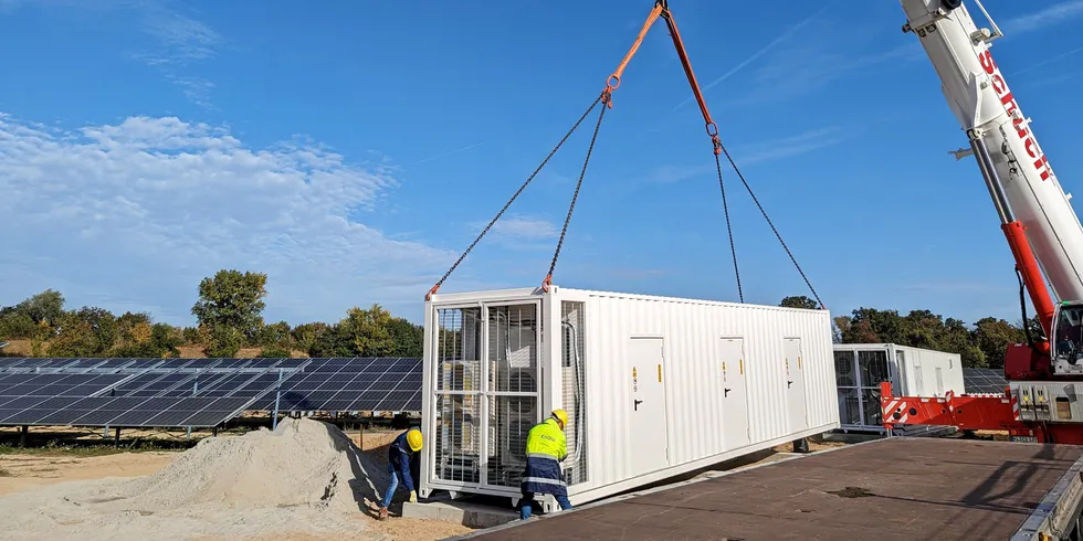 Installation of energy storage at EnBW solar farm.