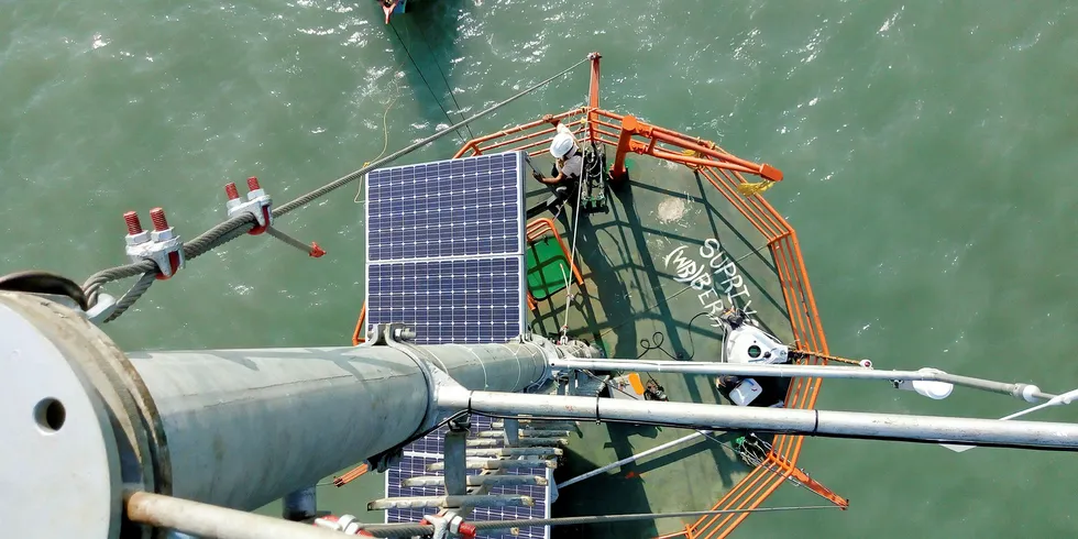 An offshore metmast is installed off India. Wind resource assessment is fundamental to a project's success.