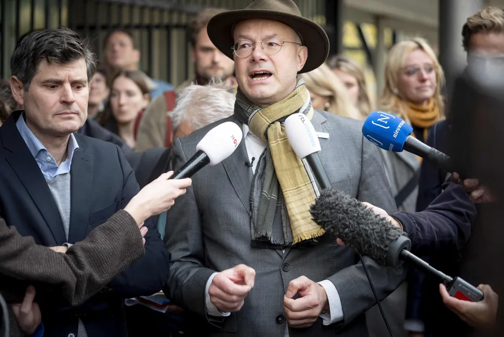 Milieudefensie's director Donald Pols speaks to the media in The Hague after Dutch judges ruled against an appeal by climate groups who said oil giant Shell was not doing enough to curb its greenhouse gas emissions.