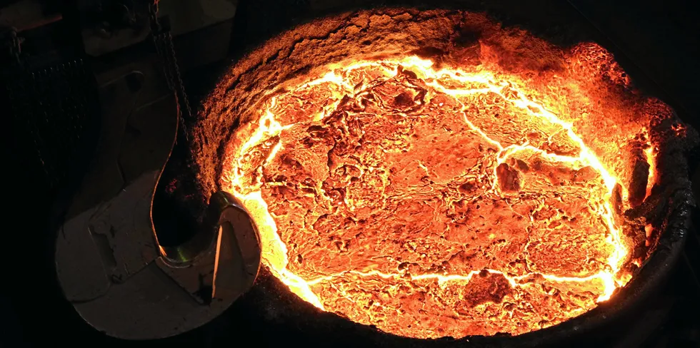 Molten steel at a Thyssenkrupp blast furnace in Germany.
