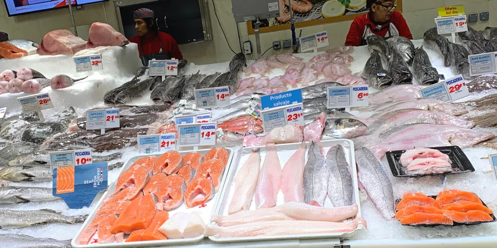 Norwegian seafood in a Spanish supermarket.
