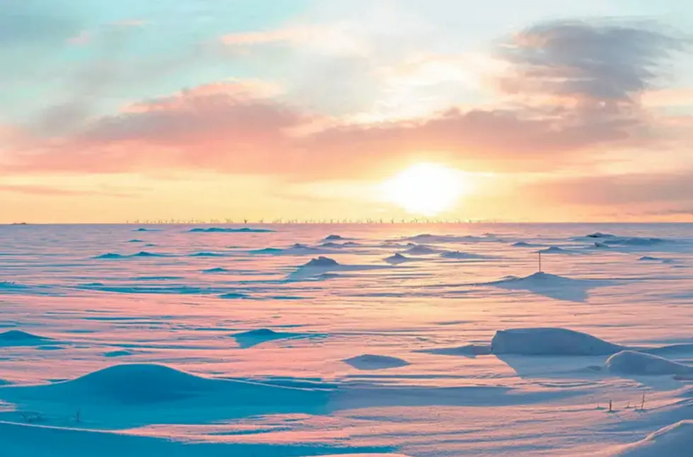 A visualisation of the wind farm on the horizon.