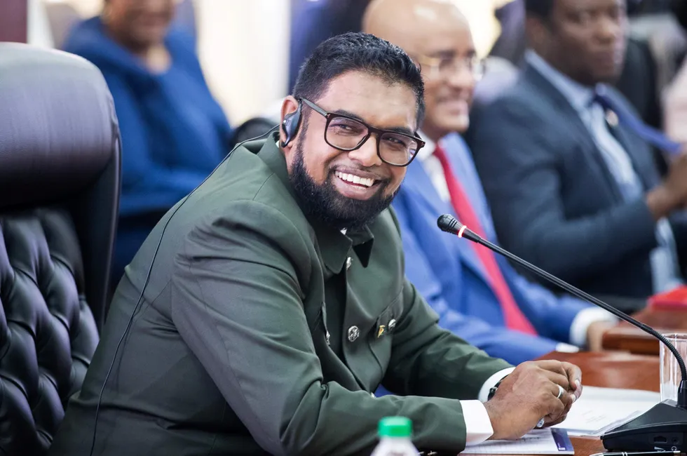 All smiles: Guyanese President Mohamed Irfaan Ali
