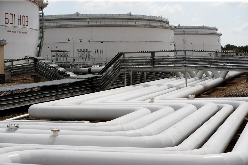 Oil supply: Storage tanks are seen at the Mero tank farm which moves oil arriving through the Druzhba oil pipeline into the Czech Republic.
