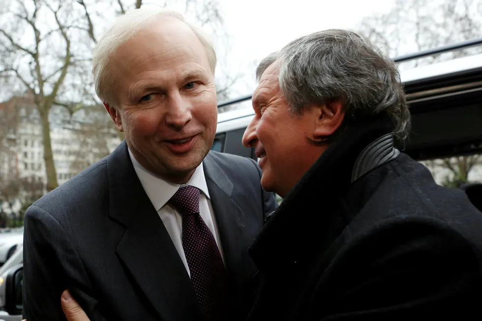 Tight ties: BP chief executive Bob Dudley (left) and Rosneft chief executive Igor Sechin