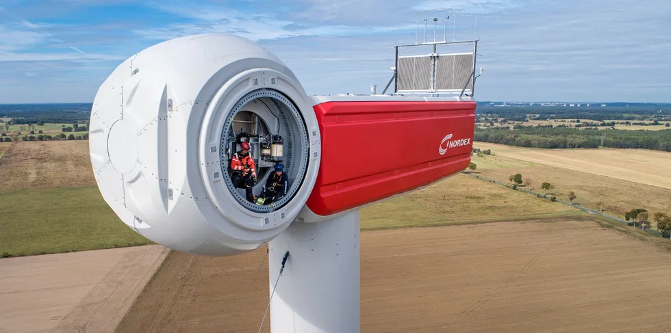 Nordex turbines under construction.