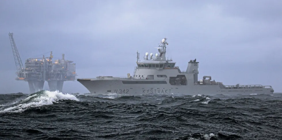 Sea patrol around Norway's Troll gas complex in the North Sea