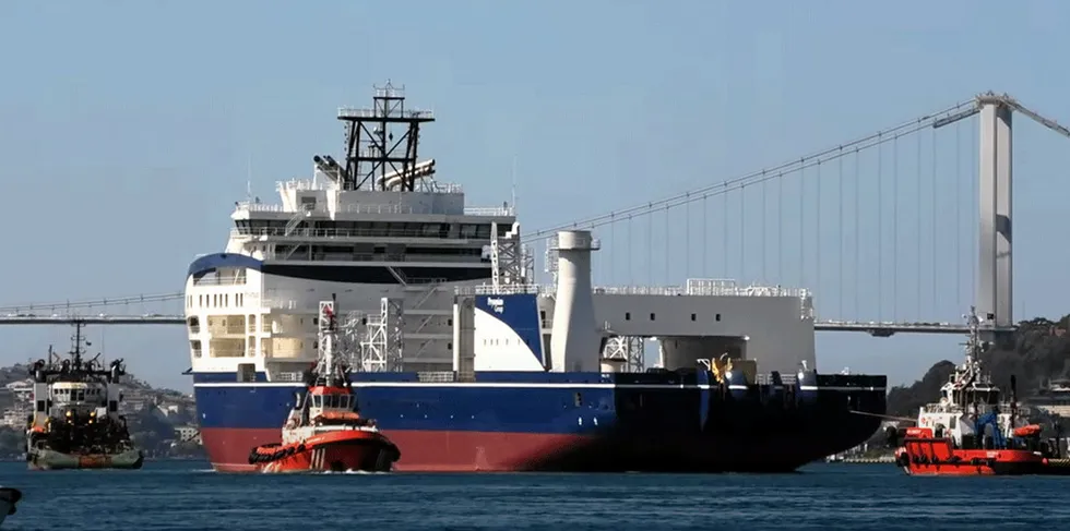 Prysmian's Leonardo da Vinci cable laying supership en route to final outfitting in Norway