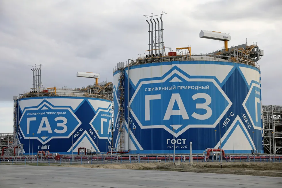 Swelling ambitions: LNG storage reservoirs at Yamal LNG-operated plant in the port of Sabetta on the Yamal Peninsula in Russia