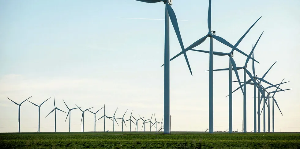 South Plaines wind farm in Texas, USA, with Vestas turbines.