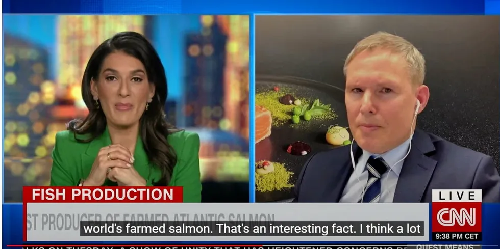 On Wednesday, Mowi CEO Ivan Vindheim was interviewed on CNN, which ran a small feature on Norway's salmon tax.