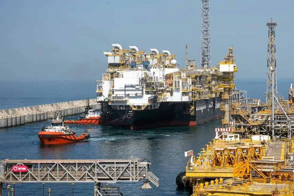 Golar LNG's Gimi FLNG vessel at the hub of BP's Greater Tortue Ahmeyim project on the maritime boundary of Senegal and Mauritania.