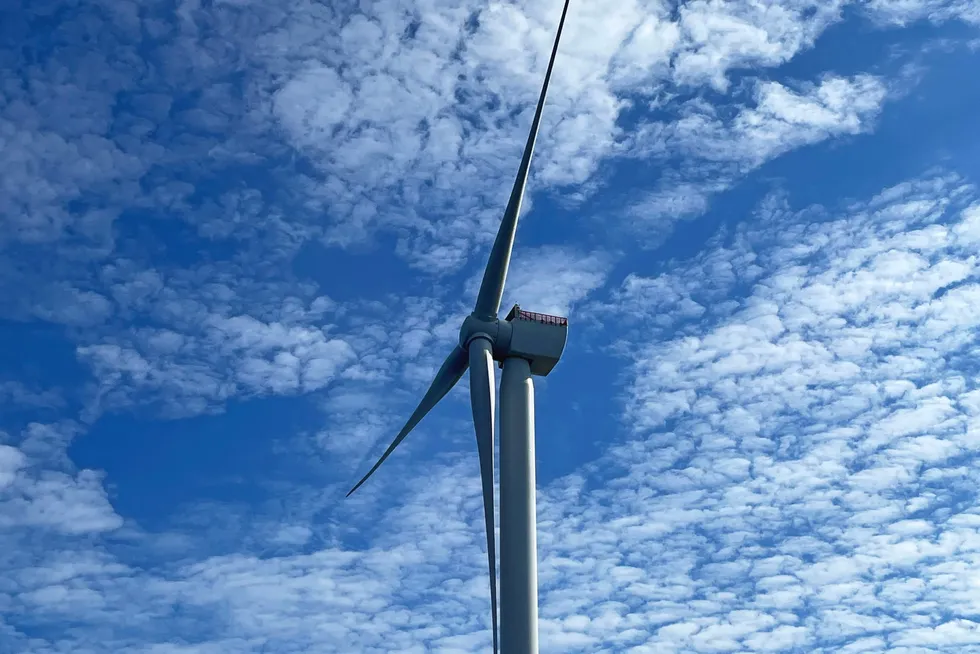 One of 12 Siemens Gamesa 11MW turbines at Orsted's South Fork Wind.